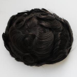 Qingdao HZXHair Sistema di Sostituzione Dei <span class=keywords><strong>Capelli</strong></span> 1B Nero e Marrone e Biondi Colore Medio Densità Sottile Della Pelle Dei <span class=keywords><strong>Capelli</strong></span> di Remy per Gli Uomini parrucchino - Product Image 6