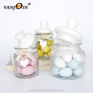 Frasco de Vidrio Acanalado de 250 ml y 500 ml para Almacenamiento de Dulces con Tapa de Corcho de Cerámica Personalizada - Product Image 3