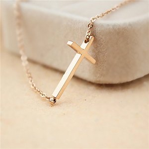 Collana con croce laterale in argento <span class=keywords><strong>Sterling</strong></span> 925 con fabbrica di gioielli personalizzati Daochong - Product Image 1