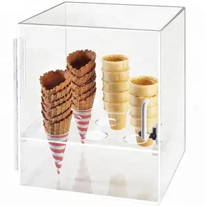 Customized Inner Holder Clear Nice Cone Ice Cream Cone Holder Cabinet Acrylic Cones Enclosed Cabinet