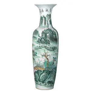 160厘米高户外装饰陶瓷绿色大花瓶中式大地板花瓶