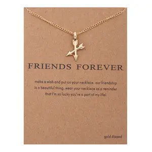 Mode Pijl Hanger Ketting Voor Vrouwen Goud Zilver Kleur Statement Ketting Friends Forever Sieraden Geschenken Met Card