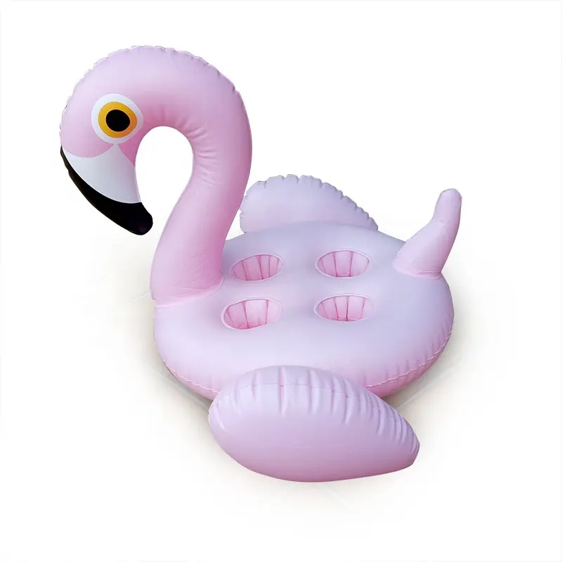 Custom PVC Flamingo Floating Beer Drink Holders Beach Float Beverage Coasters Swimming Pool Inflatable Cup Holder