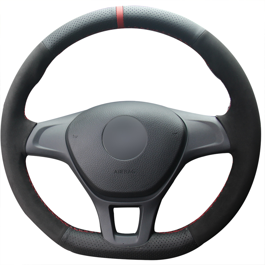 Чехол ручного шитья из искусственной замши на руль для Volkswagen VW Golf 7 Mk7 Polo Caddy Jetta Passat вариант Touareg Touran UP