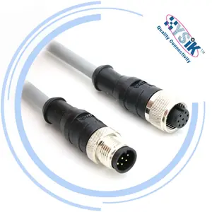 M12 male female 8 pin molding type circular waterproof cable connector