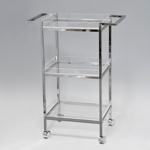 Chariot de rangement pour salle de bain à 3 niveaux avec étagères en verre à quatre roues - Product Image 2