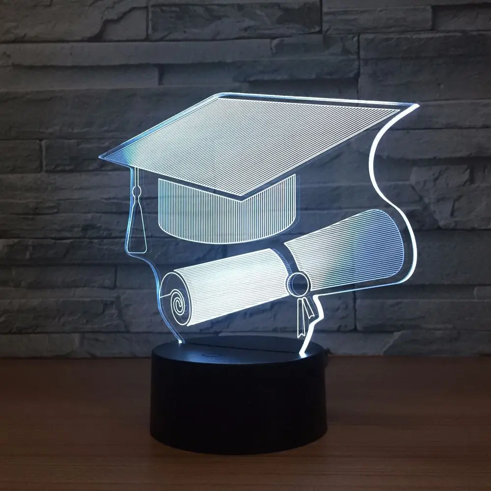 Lampe LED 3D avec interrupteur tactile, lampe de bureau USB à 7 couleurs changeantes, cadeau commémoratif pour étudiant