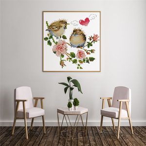 Kit de points de croix en fil de <span class=keywords><strong>coton</strong></span> <span class=keywords><strong>Dmc</strong></span>, NKF, appel d'amour, oiseau et fleur, point de croix, tissu Aida, Art - Product Image 2