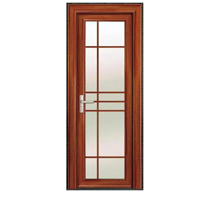 Topwindow Interior Wpc /Pvc Door Wooden Color Aluminum Casement With Sand Glass For Bathroom Door Toliet Door