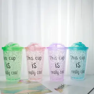 定制标志双壁可重复使用的不倒翁魔术饮料塑料冰激凌杯带盖