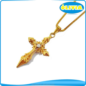 Collar con Colgante de Cruz Templaria de Acero Inoxidable Dorado para Hombre, Olivia - Product Image 6