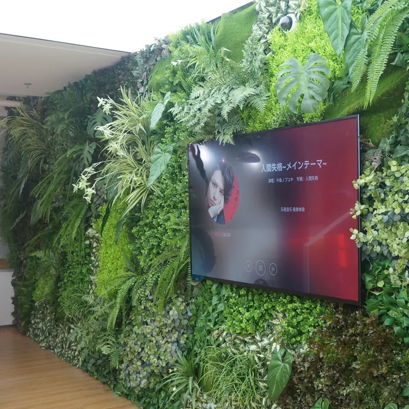 Système mural vertical sur mesure, feuilles carrées vertes, plantes artificielles, décoration pour le jardin