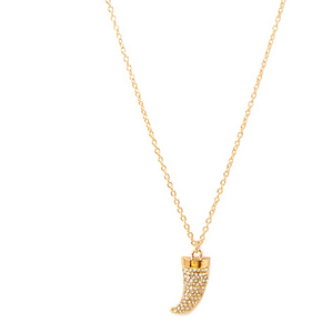 Collar con colgante de diente de elefante de cristal dorado de 18k, joyería delicada de moda - Product Image 1
