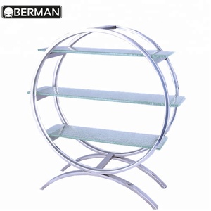 Yubao Buffet Beauty Stainless Steel Buffet Glass Serving Platters Dessert Display <strong>3</strong> <strong>Tier</strong> Afternoon High Tea <strong>Cake</strong> <strong>Stand</strong>