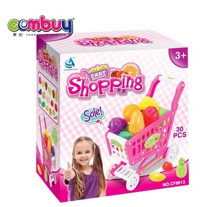 Carrito de juguete de compras para niños de juego de imaginación de supermercado con cesta de frutas hecha de plástico duradero - Product Image 5