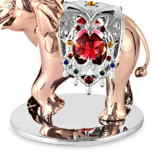 Figura de Elefante de Cristal Grabada con Láser de Alta Calidad Chapada en Oro Rosa de Lujo de Crystocraft, Estilo Animal de Arte Popular de la India - Product Image 3