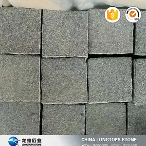 Flamed Padang dark G654 granite cobble stone for driveway etc