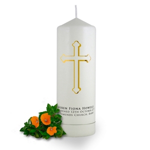 Bougies de pilier de cylindre de mariage de baptême de conception d'étiquette personnalisée - Product Image 1
