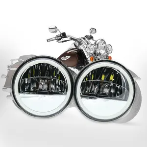 4,5 pulgadas LED paso Luz de niebla luz de la motocicleta para la motocicleta 4 1/2 auxiliares lámpara con DRL Halo ojos de Ángel