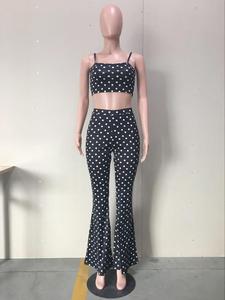 Spaghetti Crop Top En Polka Dot Flare Broek Set 2 Stuk Outfits Voor Vrouwen - Product Image 6