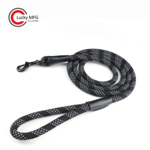 Custom di fabbrica resistente riflettente di alta qualità corda da arrampicata nera guinzaglio per cani con moschettone - Product Image 5