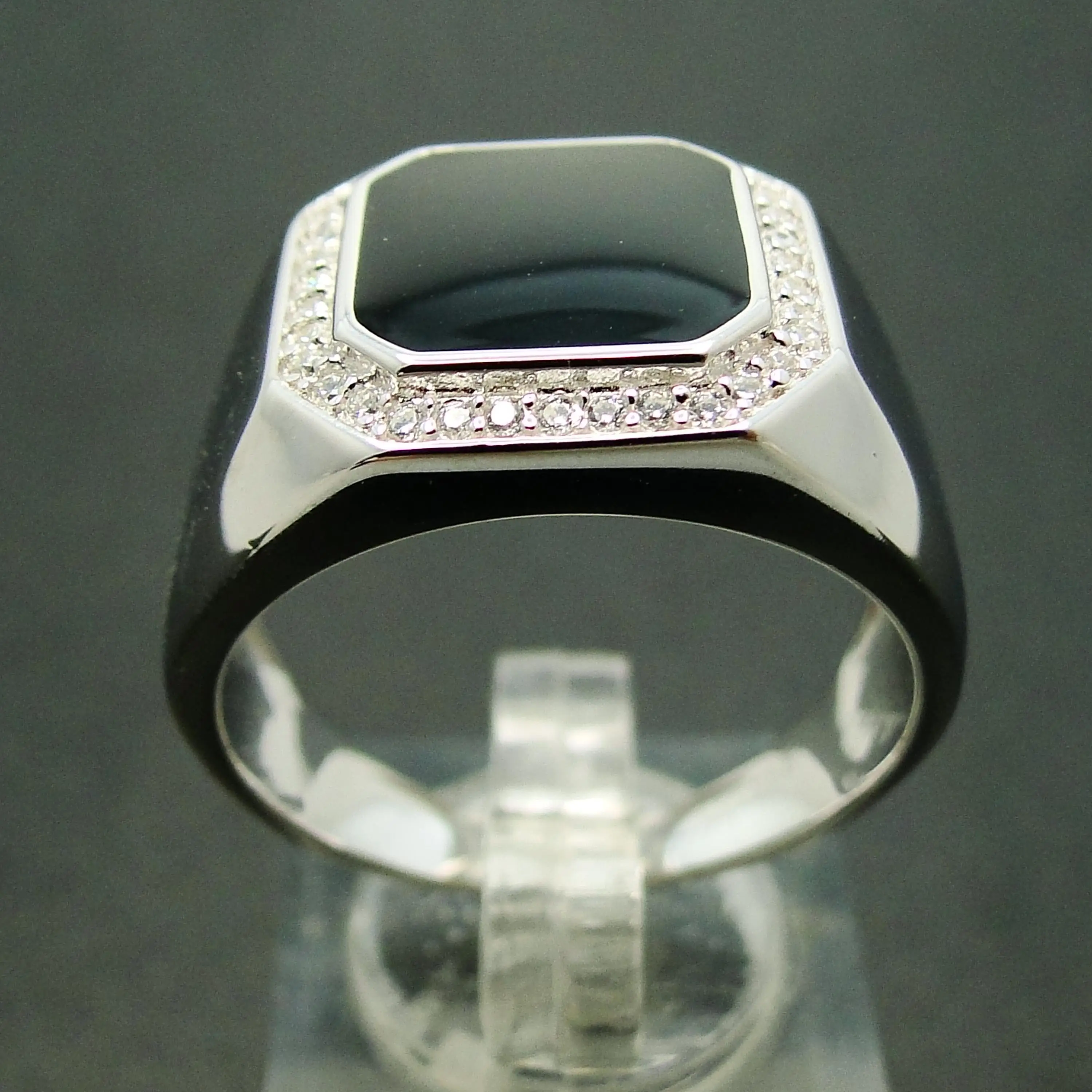 Hohe Qualität Klassische Männer Ringe 925 Sterling Silber Mode Schmuck Männer Engagement Schwarz Emaille Ring
