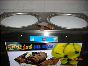 Gl-f500 Double casseroles Pan plat frit Machine à crème glacée / sauté Machine à crème glacée / Pan Machine à crème glacée - Product Image 3