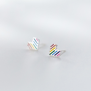 Fashion 925 Sterling <strong>Silver</strong> Colorful <strong>Heart</strong> <strong>Stud</strong> <strong>Earrings</strong> for Women Gifts Jewelry - Product Image 1