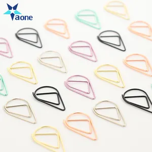 Metal Material Drop Shape Paper Clip Gold Silver Color Funny Kawaii Bookmark Office School Stationery Marking Clip