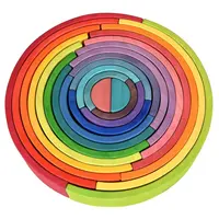 Custom Montessori Colorato Arcobaleno Stacker Gioco di Legno di costruzione in legno blocchi arcobaleno