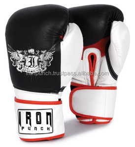 Guantes de bolsa pesada de cuero de vaca de Grado Superior IRON PUNCH con molde-acolchado de espuma fuerte para artes marciales y boxeo - Product Image 1