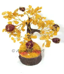 Yellow Agate With Ruby Tumbled Chips Tree - Wholesaler von Chips Tree