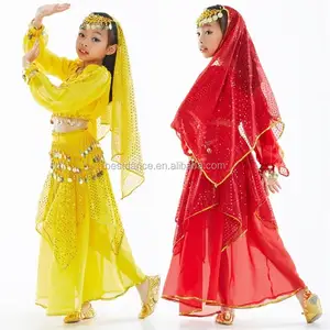 BestDance tari perut lengan panjang Set rok payet menari India gaun mewah