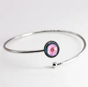 New style real flower resin bangle resin flower bracelet handmade jewelry for women
