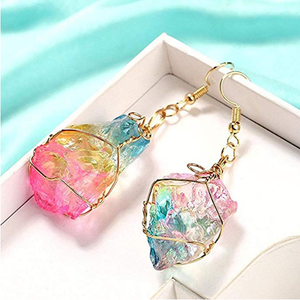 Moda siete colores piedra Natural bobinado cristal colgante transparente multicolor cadena collar cadena regalo para amigo - Product Image 2
