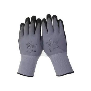 Nitrile Gloves Manufacturers 15 Gauge Spandex And Nylon Knitted Assembly Grip Gloves Garden Work Gloves Sandy Nitrile Coated Gloves