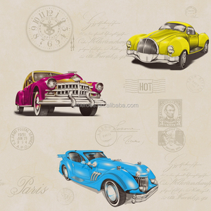 วอลเปเปอร์ลายการ์ตูนรถยนต์วินเทจ สำหรับห้องเด็ก - Product Image 3