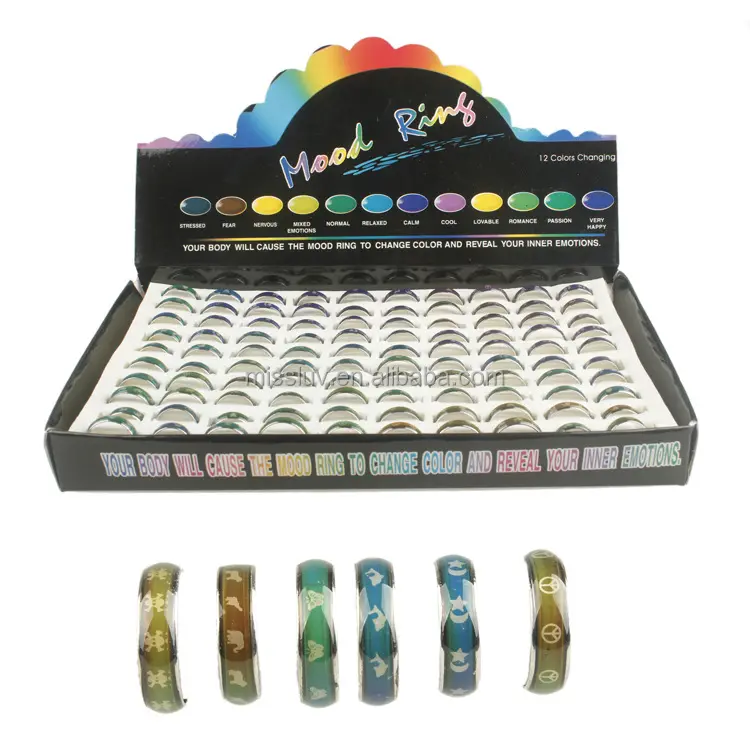 Günstige 12 Farben Mood Ring Magic Mood Ring zum Verkauf Best Mood Ring für Männer Frauen