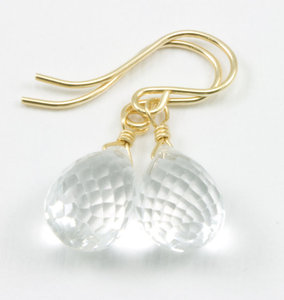 Trendy Women's 925 <b>Sterling</b> <b>Silver</b> Crystal Quartz Gemstone <b>Drop</b> Gold Plated <b>Earrings</b> - Product Image 1