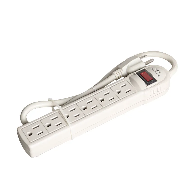U-L standard Electric6-Outlet Surge Protector Power Strip  2x USB Ports White Finish