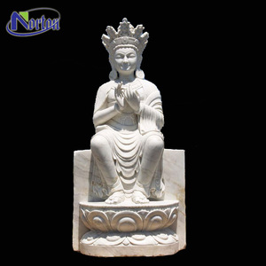Modern Outdoor Decoration Life Size Natural <strong>Stone</strong> <strong>Buddha</strong> Sculpture White Marble <strong>Buddha</strong> Sitting on Lotus Statue NT-MSZ014 - Product Image 6