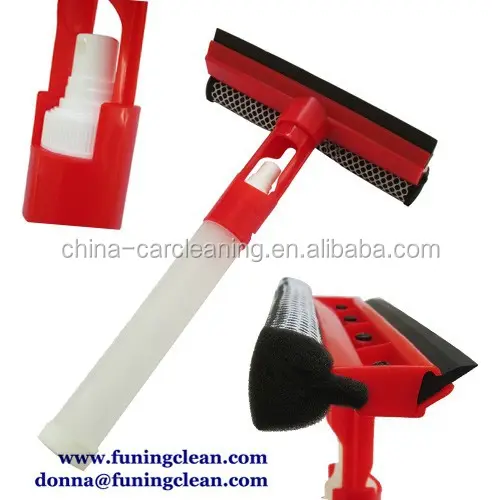 3 in 1 spray window squeegee with sponge and rubber, window cleaner, glass window cleaning wiper