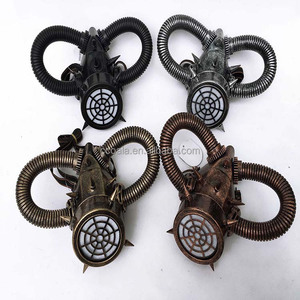 Masker <span class=keywords><strong>Gas</strong></span> Hitam, Steampunk Masker Respirator Spike Tabung Hitam Pesta Halloween - Product Image 1