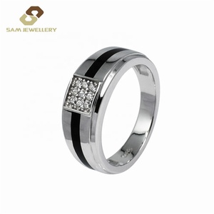 خاتم رجالي كلاسيكي من الفضة, خاتم رجالي كلاسيكي من الفضة الإسترلينية 925 مرصع بأحجار الجمشت الإصطناعية لحفلات الزفاف - Product Image 2