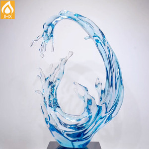 Sculpture en résine artistique de luxe faite à la main, écologique, en polyrésine transparente, design abstrait pour la décoration intérieure, légère et imperméable - Product Image 3