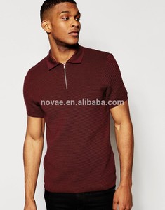 China fabricante hombres polos ropa algodón Pima Polo ningún botón camisa de Polo con cierre de cremallera - Product Image 1
