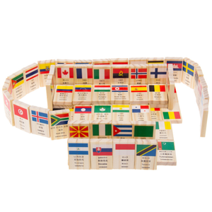 Intelligence kids toy wooden National Flag Pattern flag domino