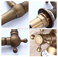 Robinet mitigeur de cuisine en laiton Antique, poignée Double croix en laiton Antique, robinet d'eau de cuisine en Bronze