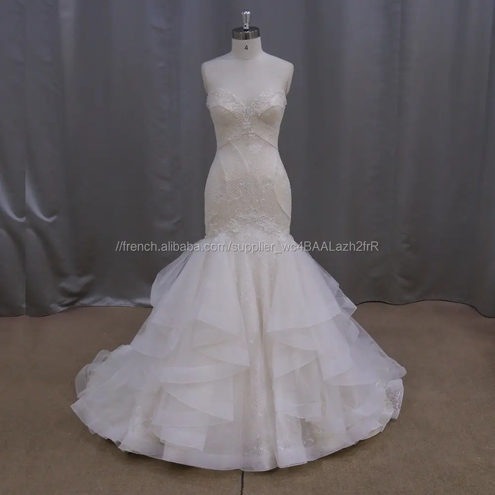XF1077 Italie conception de mariage robe 2016 sexy bretelles sirène robe de bal de mariage robe