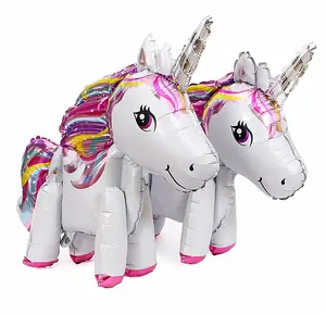 สไตล์ใหม่3D Unicornบอลลูนขาตั้งสายรุ้งของเล่นพิเศษUnicornอลูมิเนียมเมมเบรนบอลลูน